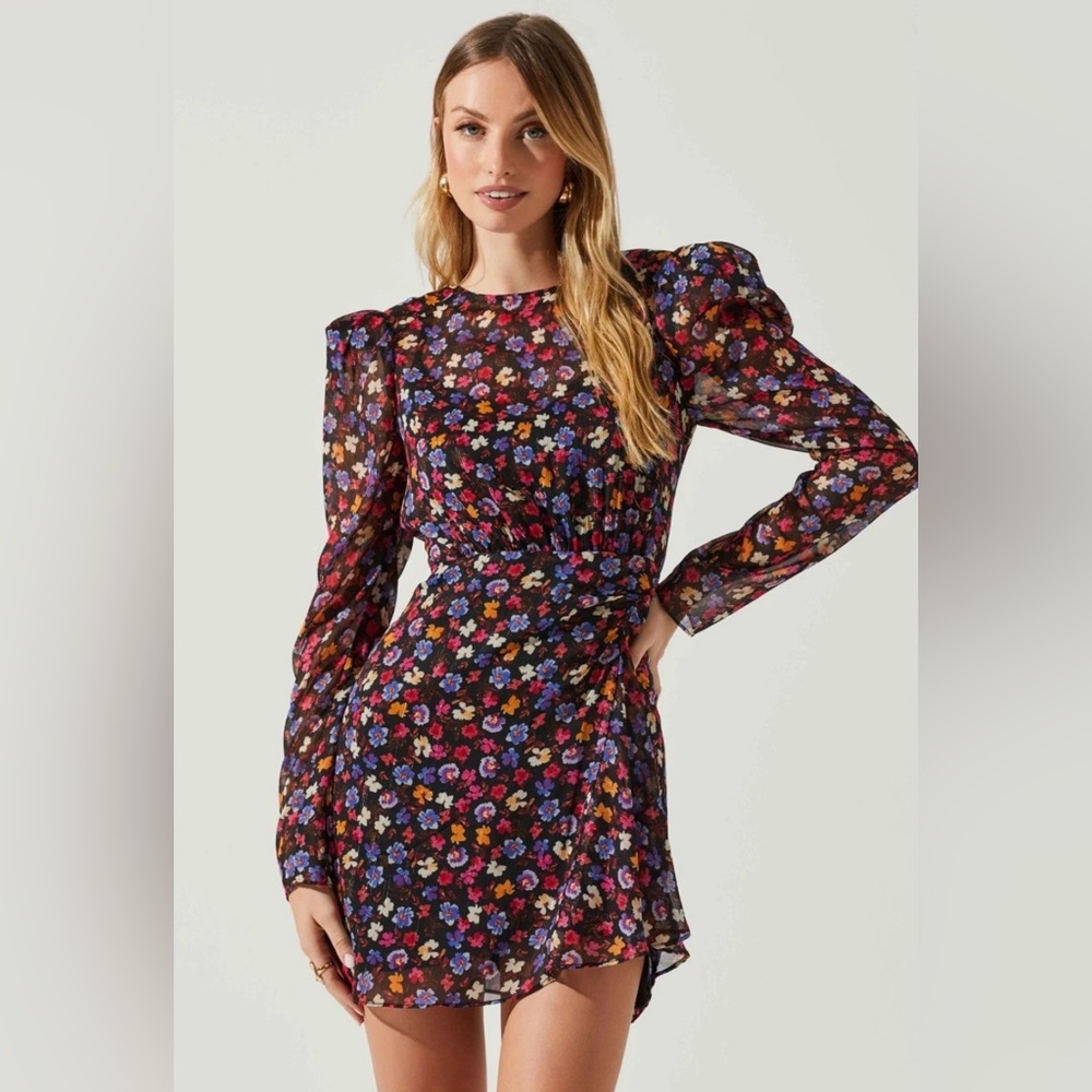 NWTs ASTR the label Cindy Floral Long Sleeve Mini Dress - Size XS